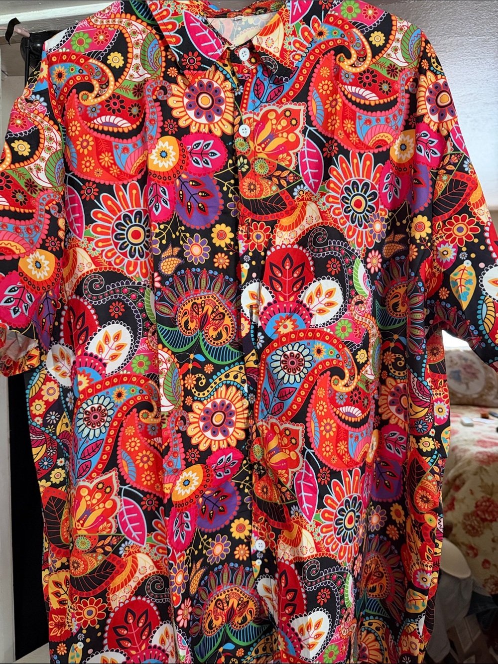Vibrant Multi-Color Paisley Button-Up Shirt